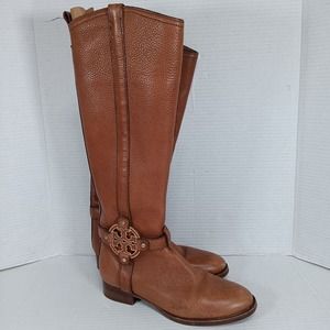 Tory Burch Women 7 M Amanda Reva Tall Brown Leather Knee Riding Boots Style